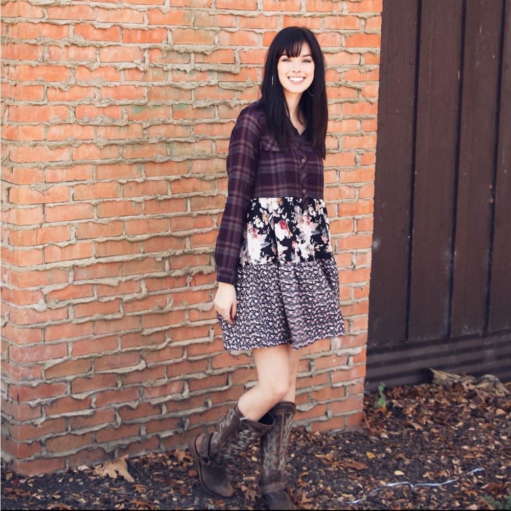 NWT Oddy mixed pattern flowy dress